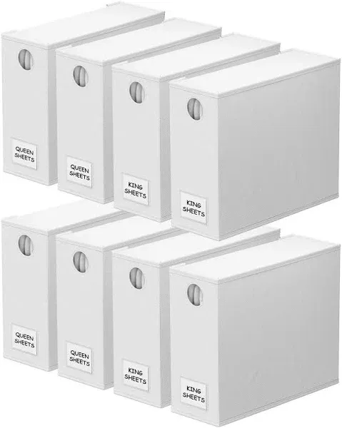 SpaceAid 4 Pack Bed Sheet Organizers and Storage, Foldable 4 Pack, White 