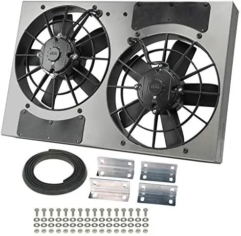 DERALE 16831 DUAL 12&#034; RAD FAN W/ALUM SHROUD ASSEMBLY