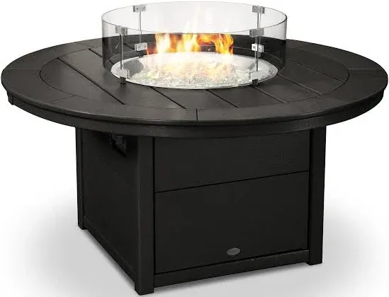 POLYWOOD Round 48" Fire Pit Table - Black