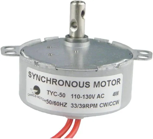 TYC-50 110V AC Small Low Speed Synchronous Motor 0.8/1 RPM CCW Turntable Gear...