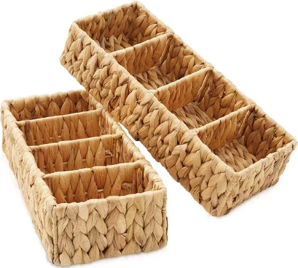 Set of 2 Hyacinth Storage Baskets, Woven Wicker Bathroom Storage Bin Organizers