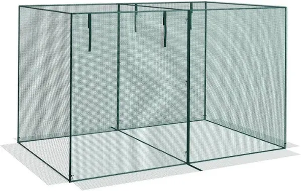 Heavy Duty Outdoor Walk-in Crop Cage with Roll-Up Zipper Doors with Cover