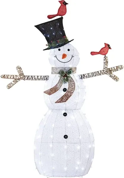 Alpine Corporation 74"H Outdoor Mesh Snowman Lawn Decoration