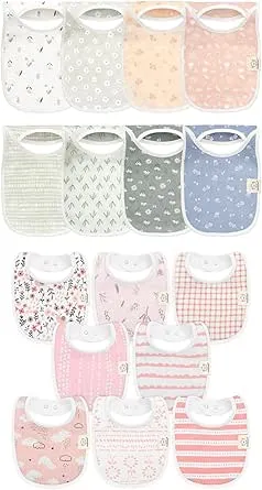 KeaBabies 8-Pack Baby Bibs for Boys, Girls and 8-Pack Baby Bibs for Girls & Boys - Pull-on Bibs, Baby Bandana Bibs For Drooling And Teething - Teething Baby Bibs for Boy, Girl