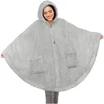 PAVILIA Angel Wrap Hooded Blanket Poncho, Wearable Blanket Throw Wrap Poncho for Women Adult, Cozy Fluffy Sherpa Shawl Cape