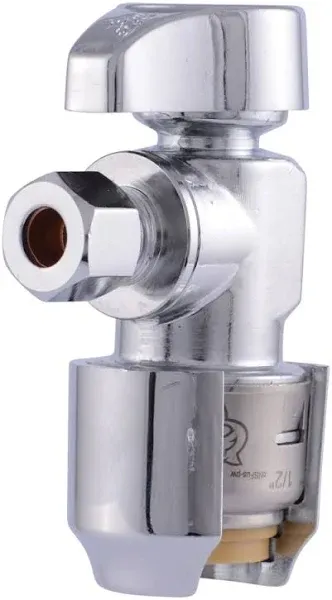 Sharkbite Brass 1/2-in Push-to-Connect x 3/8-in OD Compression Quarter Turn Angle Valve