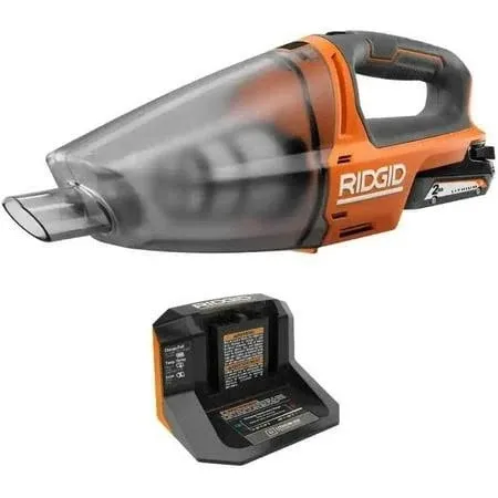 RIDGID 18V Cordless Hand Vacuum Kit with 2.0 Ah Battery and Charger