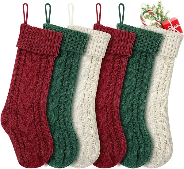 Woanger 6 Pcs Christmas Stockings 18 Inch Knit Stockings Christmas.