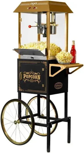 Vintage 10-Ounce Vintage Professional Popcorn Cart - 59 Inches Tall - Black