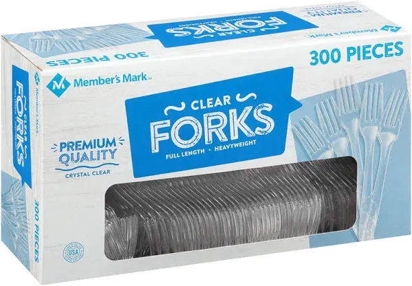 Member Mark Clear Plastic Forks  Heavyweight 300 Count Free Shipping