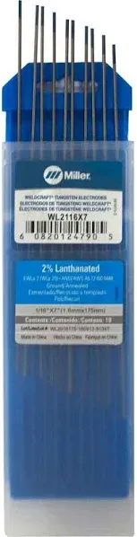 Miller Weldcraft WL2532X7 2% Lanthanated Tungsten Electrode 5/32 x 7