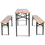 3 Pcs Folding Wooden Picnic Table Bench Set