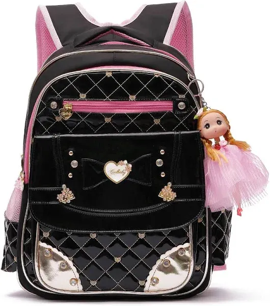 Waterproof Kids Backpack for Girls Toddler Bookbag for Travel Large Black