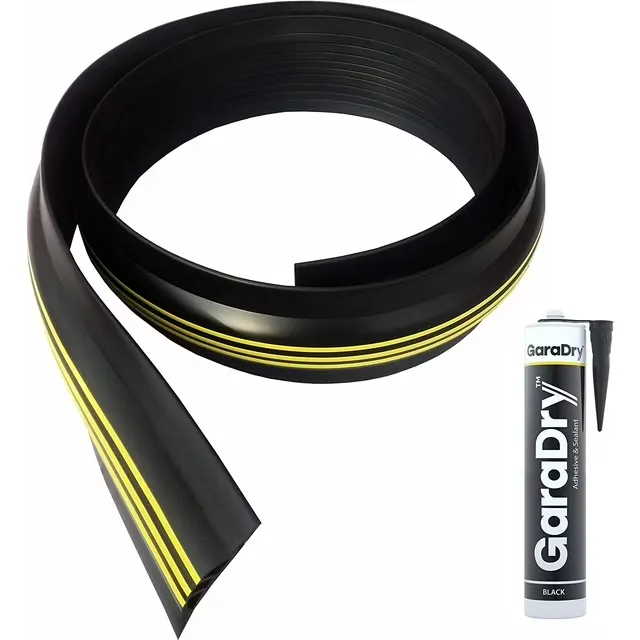 1” High Garage Door Threshold Seal Kit 10'3" Length | Flexible PVC | Complete Kit includes 1 Adhesive | GaraDry