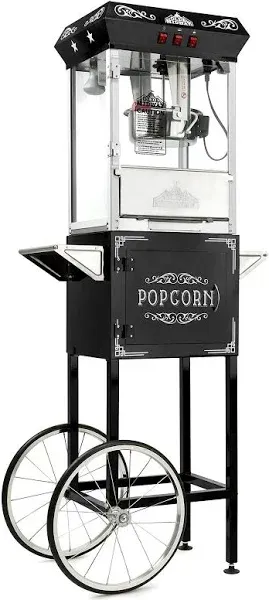 Olde Midway Vintage Style Popcorn Machine Maker Popper with Cart and 10-Ounce Ke