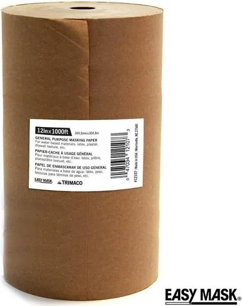 3‐Rolls of 12” x 1000’ Trimaco GPL12 Easy Mask Brown General Purpose Masking Paper | Masking Supplies, Painter's Paper, Masking Paper | Paint Supply