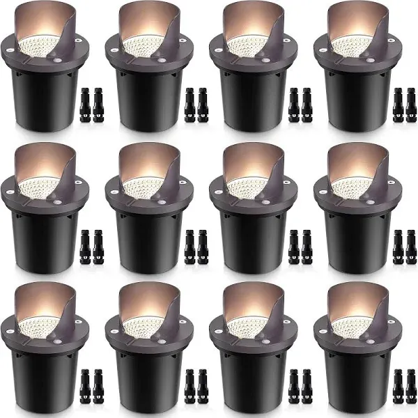 12 Pack Low Voltage Landscape Lights 12W LED Outdoor In-Ground Waterproof Shi...