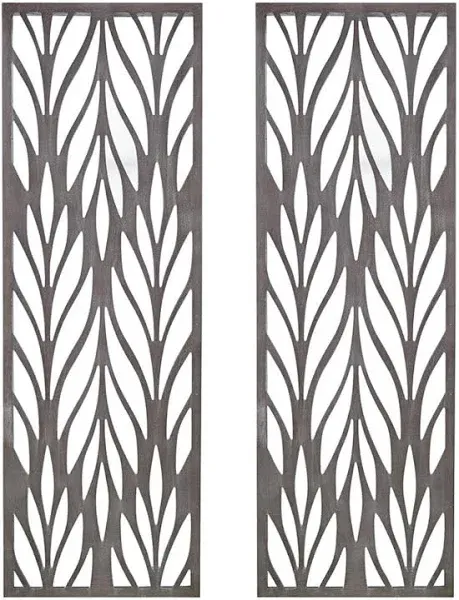 Florian Modern/Contemporary Grey Laser Cut Wood 2-piece Panel Wall Decor Set