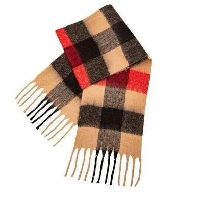 Oversize Blanket Checkered Plaid Scarf For Winter, Chunky Long Plaid Winter Scarf, Womens Scarf & Wrap