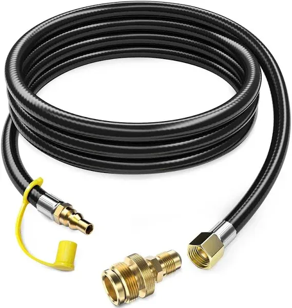 WADEO 12 FT Propane Quick Connect Hose for RV to Gas Grill, Converter Replacement for 1 LB Throwaway Bottle Connects 1 LB Portable Appliance to RV 1/4" Female Quick Disconnect