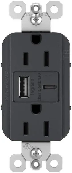 Legrand Tamper Resistant Outlet Receptacle Type A USB Charger 15Amp 125V