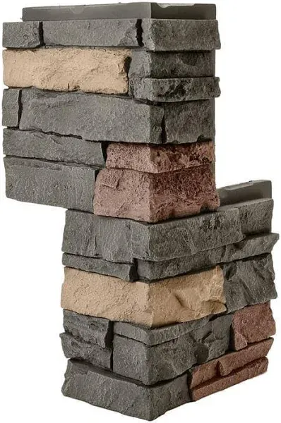 GenStone Faux Stacked Stone 90 Degree Outside Corner Panel 22.5" x 12" in Coffee Color for Do It Yourself Friendly Home Improvement Projects