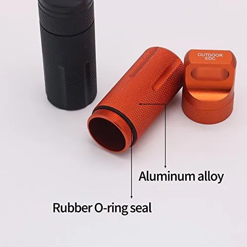 Outdoor Waterproof EDC Survival Container Capsule, Airtight Aluminum Pill Bot...