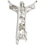 XIAOZHIGU Crucifix Wall Cross Jesus Statues,Handmade Hollow Out Catholic Prayer Cross Christian 1st Holy Communion Christening Gifts Home Wall Decor