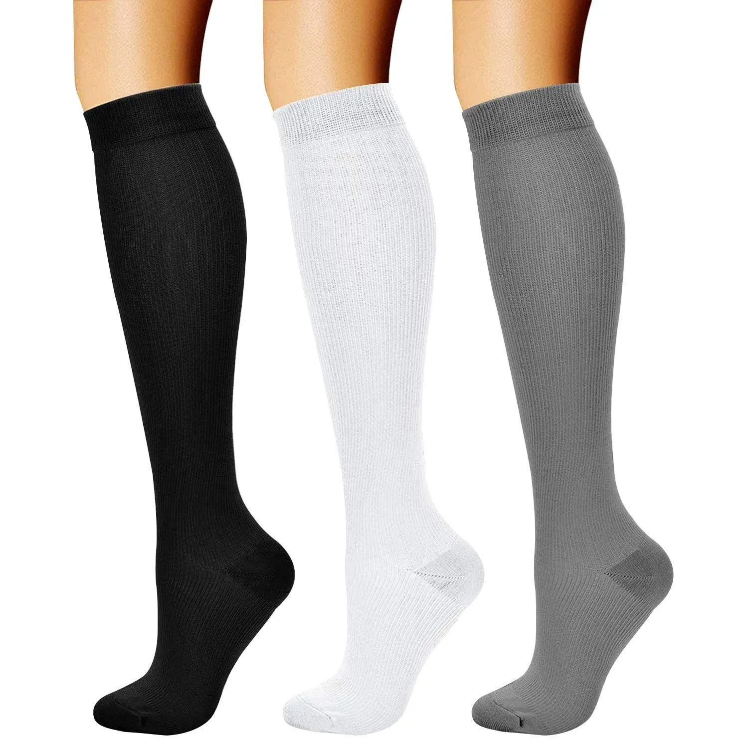 CHARMKING Compression Socks for Women & Men Circulation (3 Pairs) 15-20 mmHg Is Best Athletic for Running, Flight Travel, Support, Cycling, Pregn