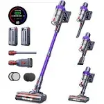 SMOTURE Cordless Vacuum Cleaner, 2 Batteries 110 Mins Runtime Vacuum Cleaners for Home, 40Kpa 450W Stick Vacuum with Brushless Motor, Automatically