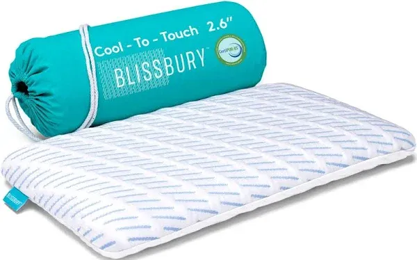  Stomach Sleeping Pillow - Thin Memory Foam Pillow for 2.6&#034;H (Queen) White