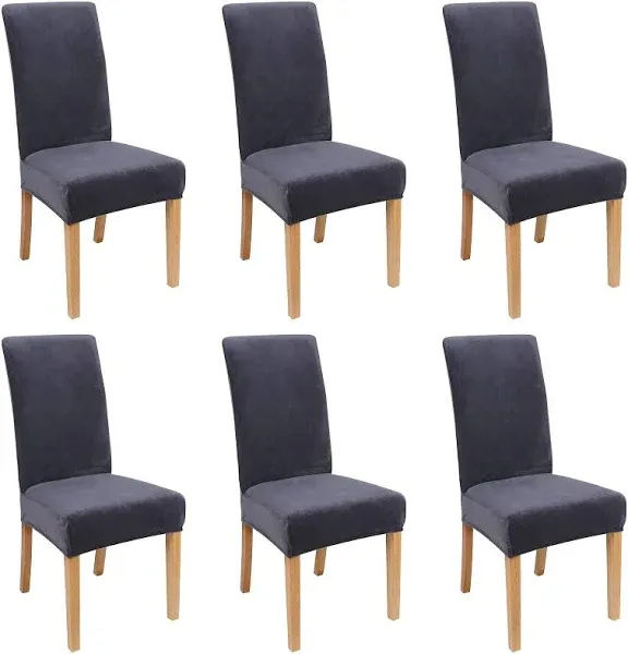 Soft Velvet Dining Chair Covers for Dining Room Set of 6 Pack Velvet Slipcove...