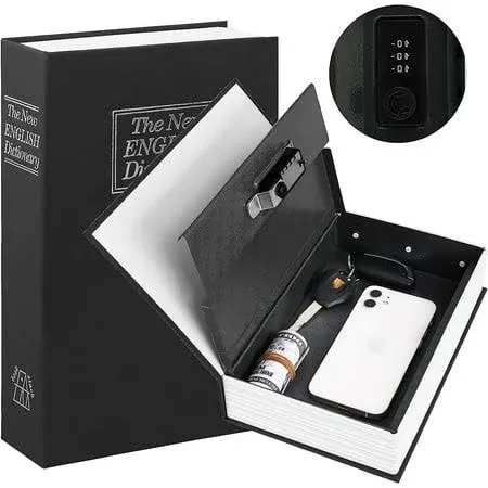 Shop KYODOLED Diversion Book Safe with Combination Lock Secret Hidden Metal Lock Box,Money Hiding Collection Box,9.5 x 6.2 x 2 .2 Black Large online