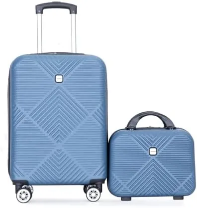 Luggage Sets, 2 Piece Expandable ABS Lightweight Suitcase, Hard Shell Travel Luggage with Spinner Wheels, 20''+14'', Blue