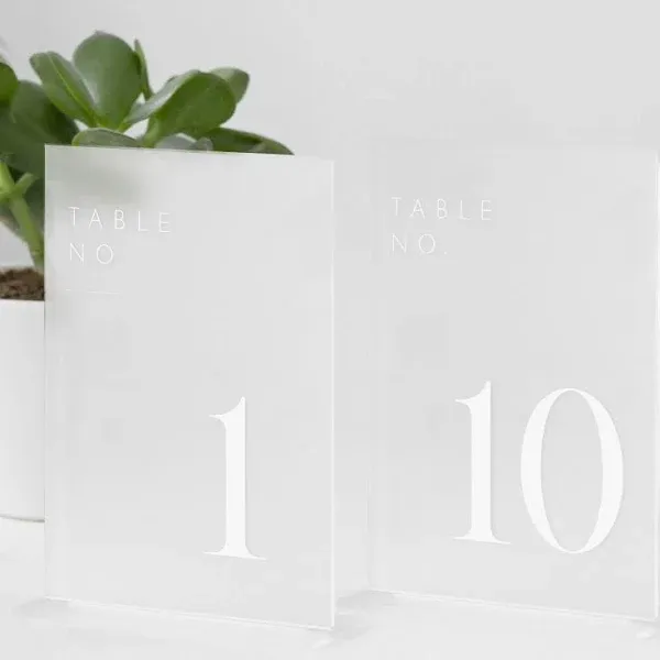 JINMURY Acrylic Wedding Table Numbers Stands 5"x7" Acrylic Table Number Signs and Holders White Acrylic Table Numbers for Wedding