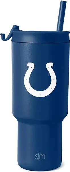 Simple Modern Officially Licensed NFL Indianapolis Colts 30 oz Tumbler with Flip Lid and Straws | Insulated Cup Stainless Steel | Gifts for Men Women | Trek Collection | Indianapolis Colts