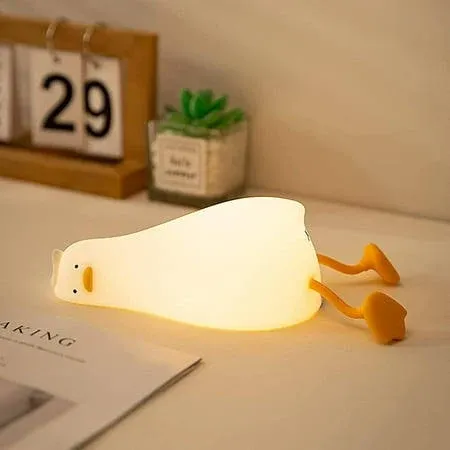 LightInTheBox Lying Flat Duck Night Light, LED Squishy Duck Lamp, Cute Light Up Duck, Silicone Dimmable Nursery Nightlight, Rechargeable Bedside Touch Lamp for