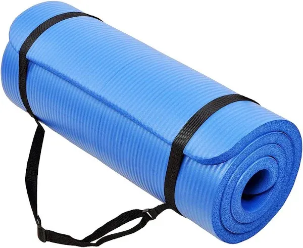 BalanceFrom GoCloud All-Purpose 1-Inch Extra Thick High Density Anti-Tear Exercise Yoga Mat with Carrying Strap