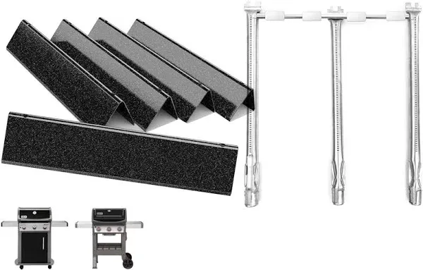 QuliMetal 69787 Grill Burner and 7636 Flavorizer Bars for Weber Spirit 300 and Spirit II 300 Series