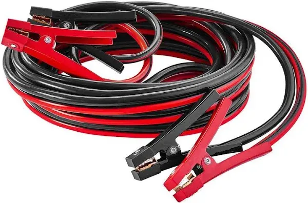 Viking 30 ft., 1 Gauge Heavy Duty Jumper Cables with Storage Case - Professional Grade Extra Thick High Current Capacity to Start 10 Cylinder Engines, Copper Coated Aluminum Jaws