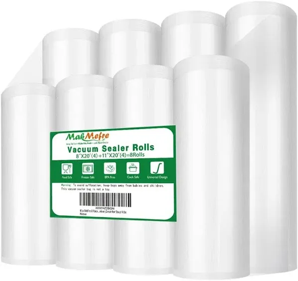 MakMeFre 8 Pack 8x20' (4Rolls) and 11x20' (4Rolls) Vacuum