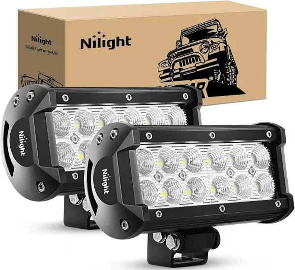 Nilight Led Light Bar 2PCS 6.5Inch 36w Flood LED Super Bright Off Road Lights 