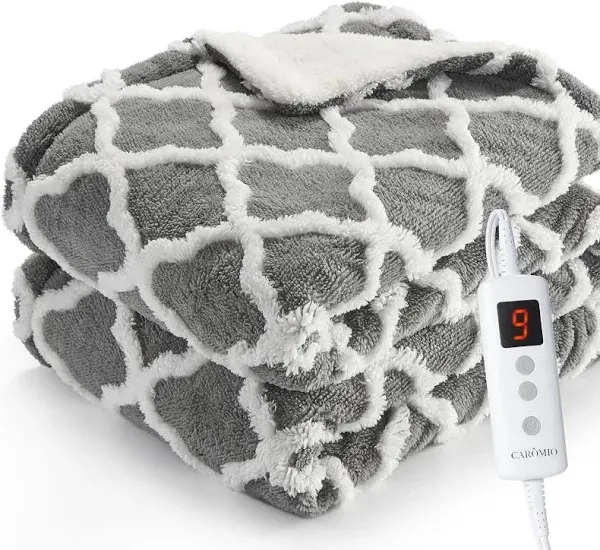 Caromio Electric Blanket Size Heated Blanket, Sherpa Tufted Heating Blankets with 6 Heating Levels and 20 Time Models