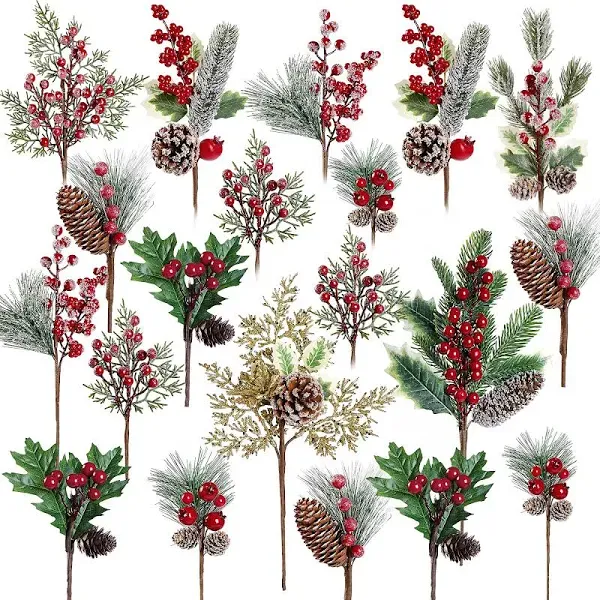 The Holiday Aisle 20 Pack 10 Kinds Artificial Christmas Picks