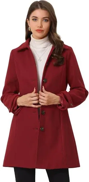 Women's Allegra K Winter Classic Outwear Overcoat with Pockets Single Breasted Coat