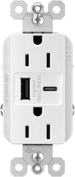 Legrand Radiant 15 Amp 125V Duplex Outlet With A/C USB Graphite