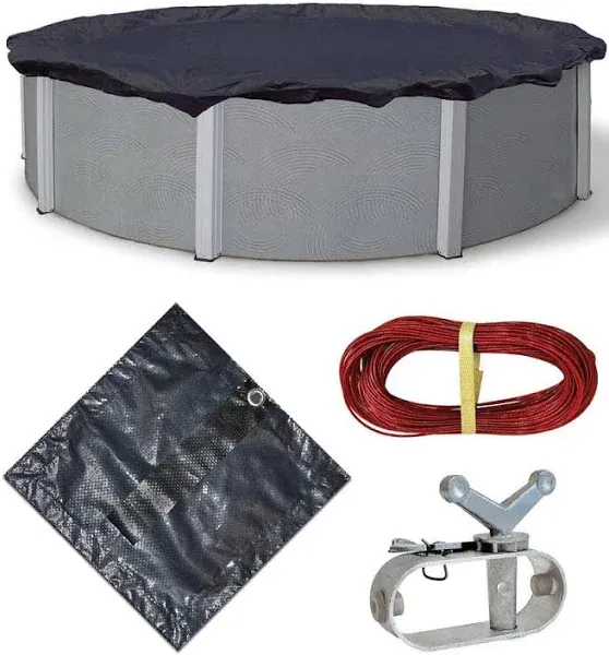 BWC704 Bronze 8-Year 18-Ft round above Ground Pool Winter Cover,Dark Navy Blue