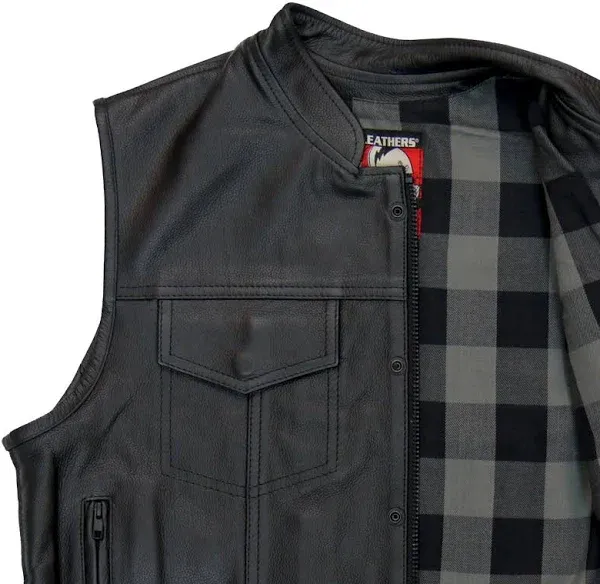 Hot Leathers Men's Flannel Leather Vest with Carry Conceal