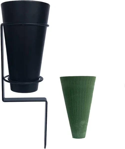 ThmuBtOa Cemetery Flower Vase with Stake, Grave Vase with Floral Foam,Grave Vases for Cemetery in ground,Black