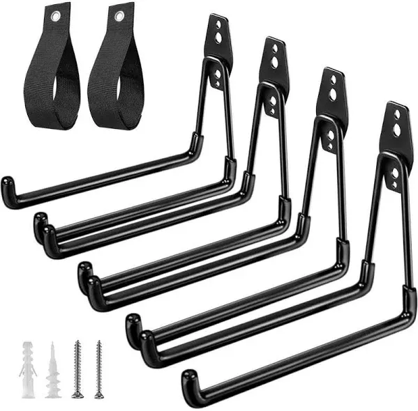 Heavy Duty Garage Hooks with 2 Extension Cord Holder Organizer for Garage Wall (4-Pack)